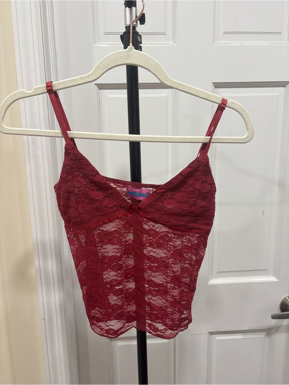 Edikted Red Sheer Lace Tank